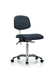 Class 100 Vinyl Clean Room Chair - Medium Bench Height with Casters in Imperial Blue Trailblazer Vinyl