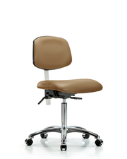 Class 100 Vinyl Clean Room Chair - Medium Bench Height with Casters in Taupe Trailblazer Vinyl