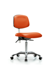 Class 100 Vinyl Clean Room Chair - Medium Bench Height with Casters in Orange Kist Trailblazer Vinyl