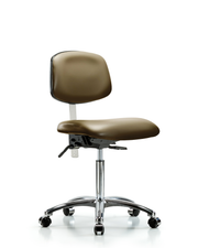 Class 100 Vinyl Clean Room Chair - Medium Bench Height with Casters in Taupe Supernova Vinyl