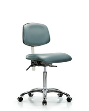 Class 100 Vinyl Clean Room Chair - Medium Bench Height with Casters in Storm Supernova Vinyl