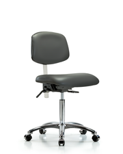 Class 100 Vinyl Clean Room Chair - Medium Bench Height with Casters in Carbon Supernova Vinyl
