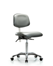 Class 100 Vinyl Clean Room Chair - Medium Bench Height with Casters in Sterling Supernova Vinyl