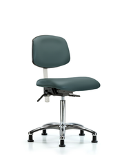 Class 100 Vinyl Clean Room Chair - Medium Bench Height with Stationary Glides in Colonial Blue Trailblazer Vinyl