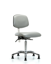 Class 100 Vinyl Clean Room Chair - Medium Bench Height with Stationary Glides in Dove Trailblazer Vinyl