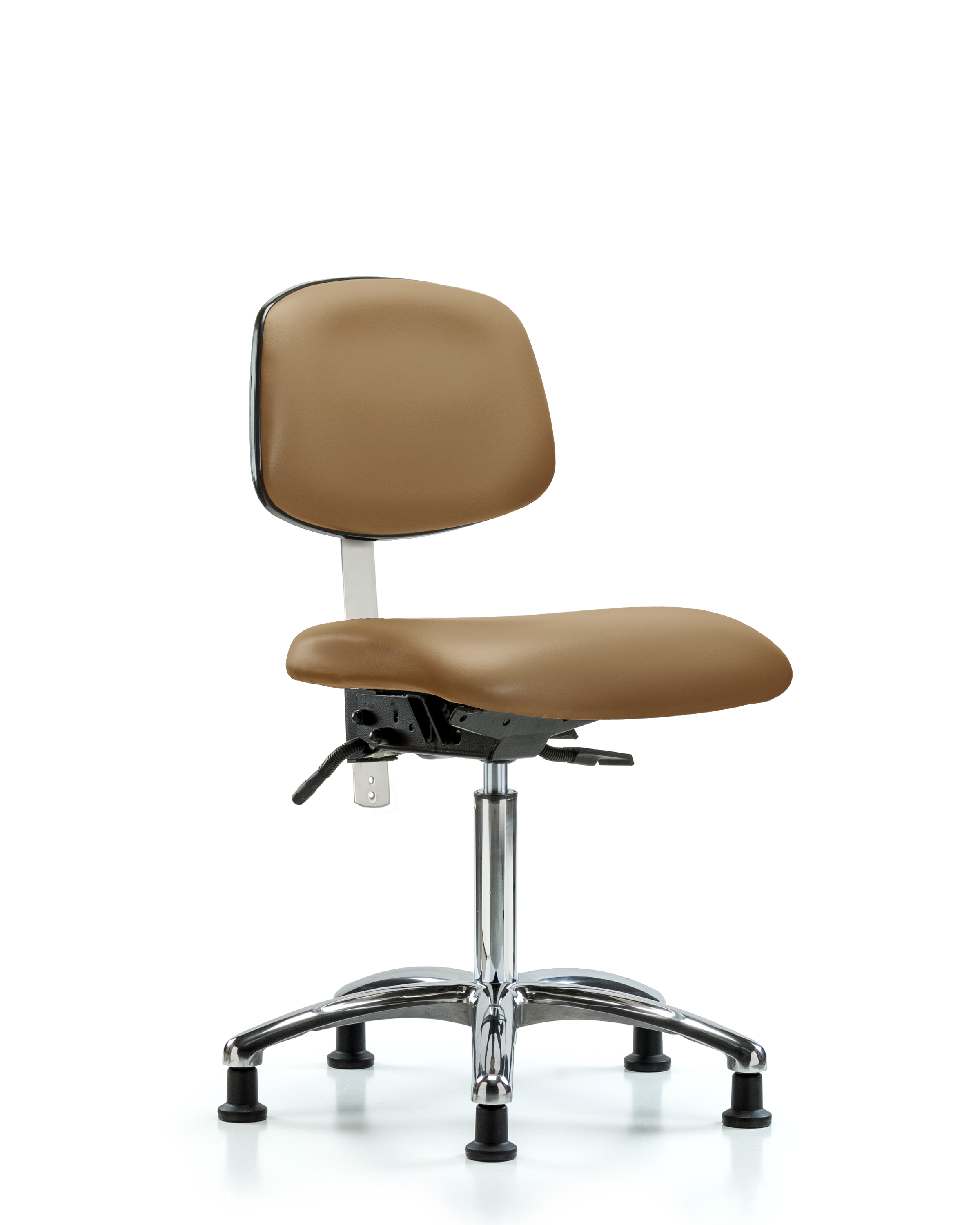 Class 100 Vinyl Clean Room Chair - Medium Bench Height with Stationary Glides in Taupe Trailblazer Vinyl