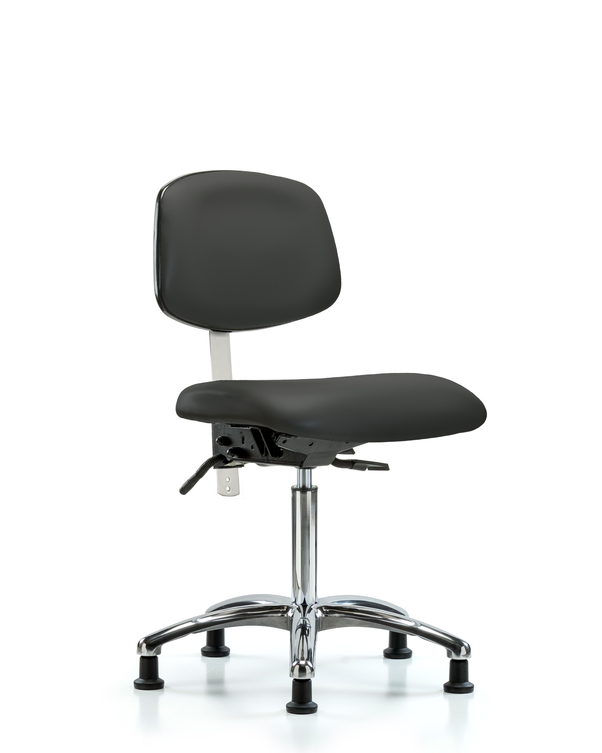 Class 100 Vinyl Clean Room Chair - Medium Bench Height with Stationary Glides in Charcoal Trailblazer Vinyl