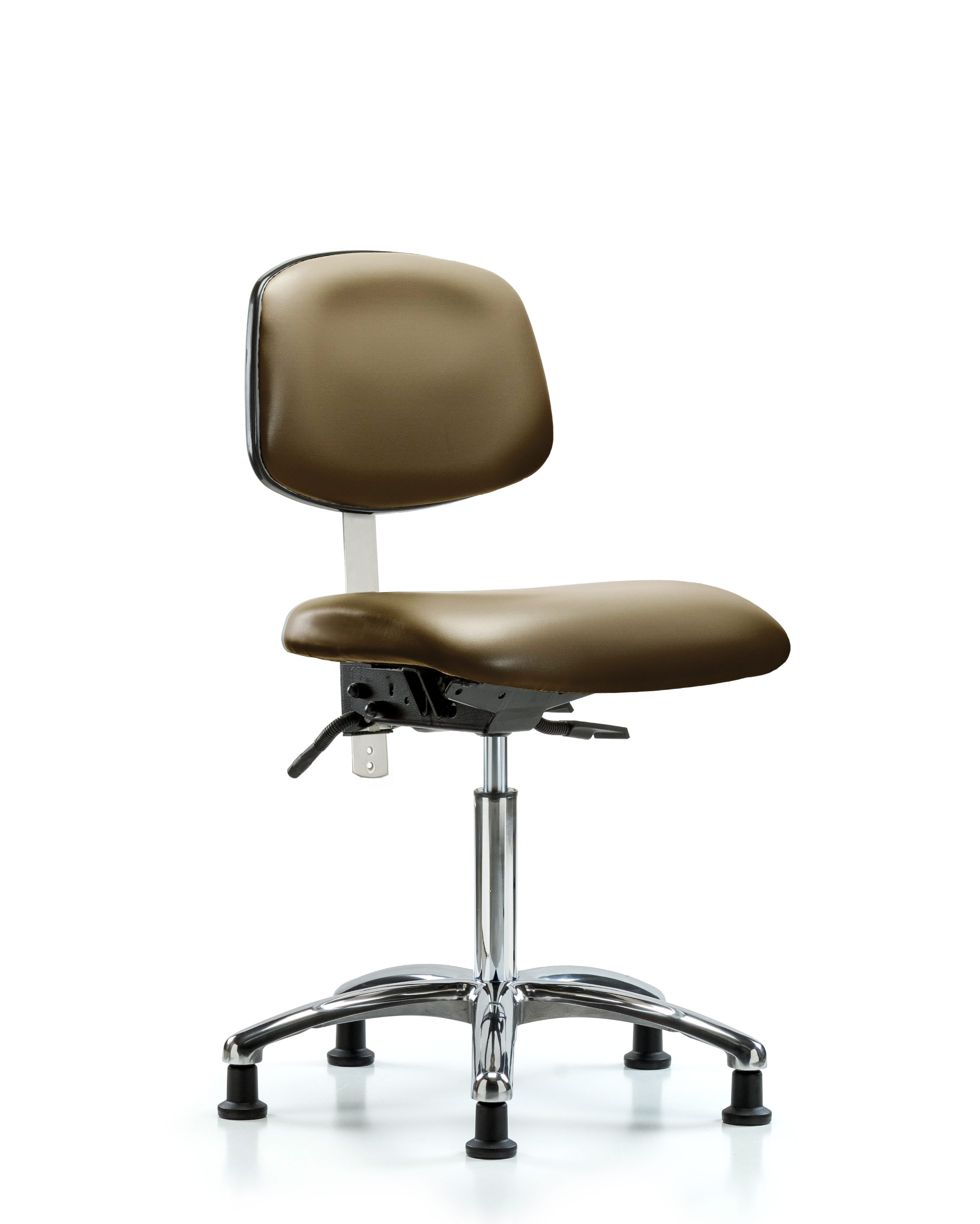 Class 100 Vinyl Clean Room Chair - Medium Bench Height with Stationary Glides in Taupe Supernova Vinyl