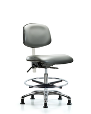 Class 100 Vinyl Clean Room Chair - Medium Bench Height with Stationary Glides in Sterling Supernova Vinyl