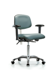 Class 100 Vinyl Clean Room Chair - Medium Bench Height with Adjustable Arms & Casters in Storm Supernova Vinyl