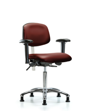Class 100 Vinyl Clean Room Chair - Medium Bench Height with Adjustable Arms & Stationary Glides in Borscht Supernova Vinyl