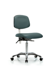 Class 100 Vinyl Clean Room Chair - Medium Bench Height with Seat Tilt & Casters in Colonial Blue Trailblazer Vinyl