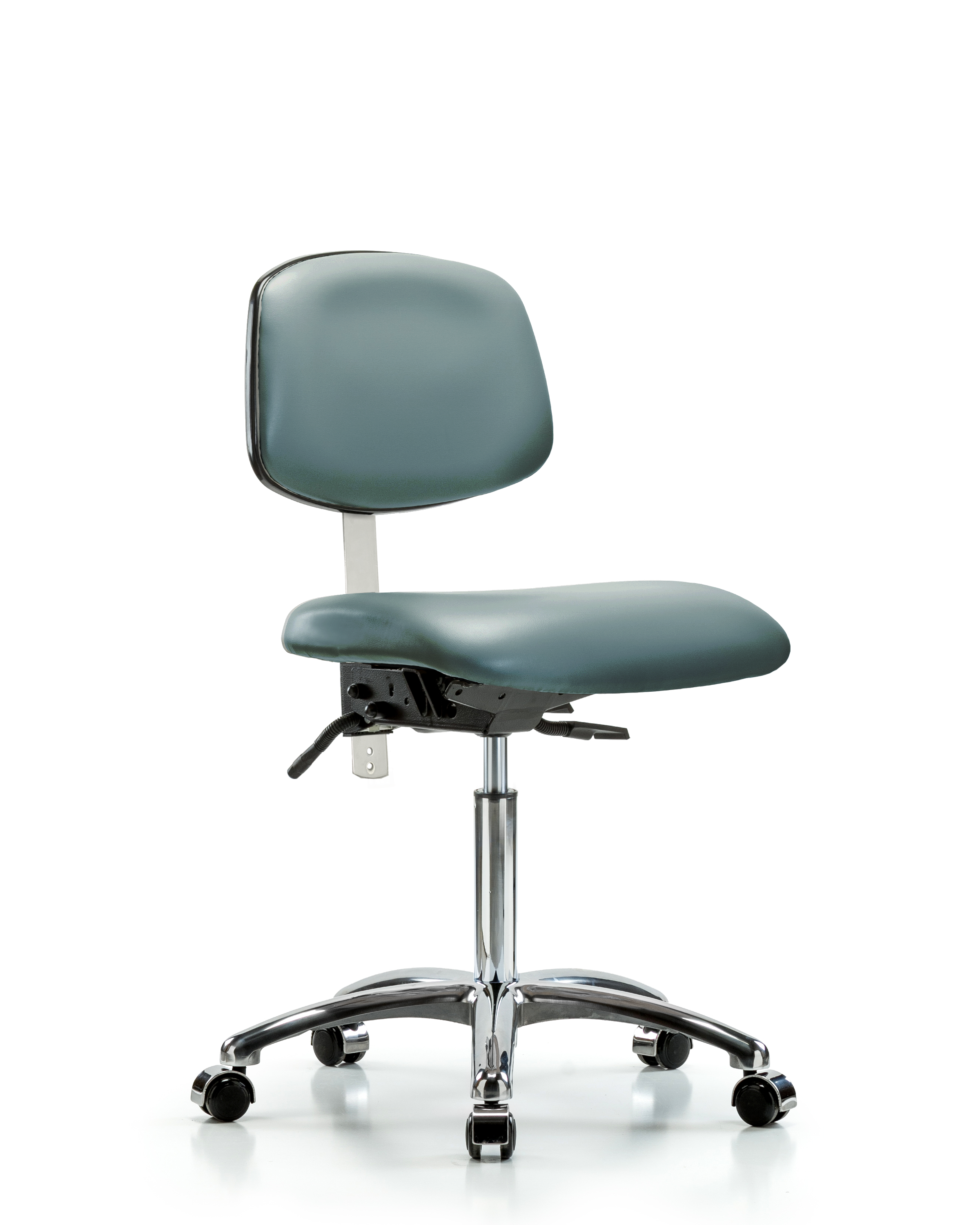 Class 100 Vinyl Clean Room Chair - Medium Bench Height with Seat Tilt & Casters in Storm Supernova Vinyl