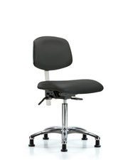 Class 100 Vinyl Clean Room Chair - Medium Bench Height with Seat Tilt & Stationary Glides in Charcoal Trailblazer Vinyl