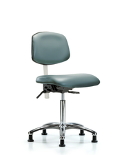 Class 100 Vinyl Clean Room Chair - Medium Bench Height with Seat Tilt & Stationary Glides in Storm Supernova Vinyl