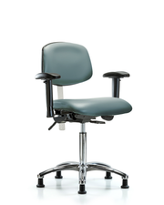 Class 100 Vinyl Clean Room Chair - Medium Bench Height with Seat Tilt, Adjustable Arms, & Stationary Glides in Storm Supernova Vinyl