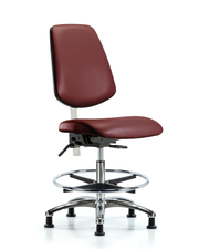Class 100 Vinyl Clean Room Chair - Medium Bench Height with Medium Back, Chrome Foot Ring, & Stationary Glides in Borscht Supernova Vinyl