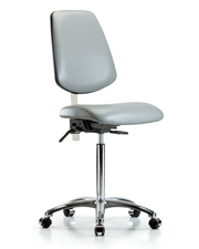 Class 100 Vinyl Clean Room Chair - Medium Bench Height with Medium Back & Casters in Dove Trailblazer Vinyl