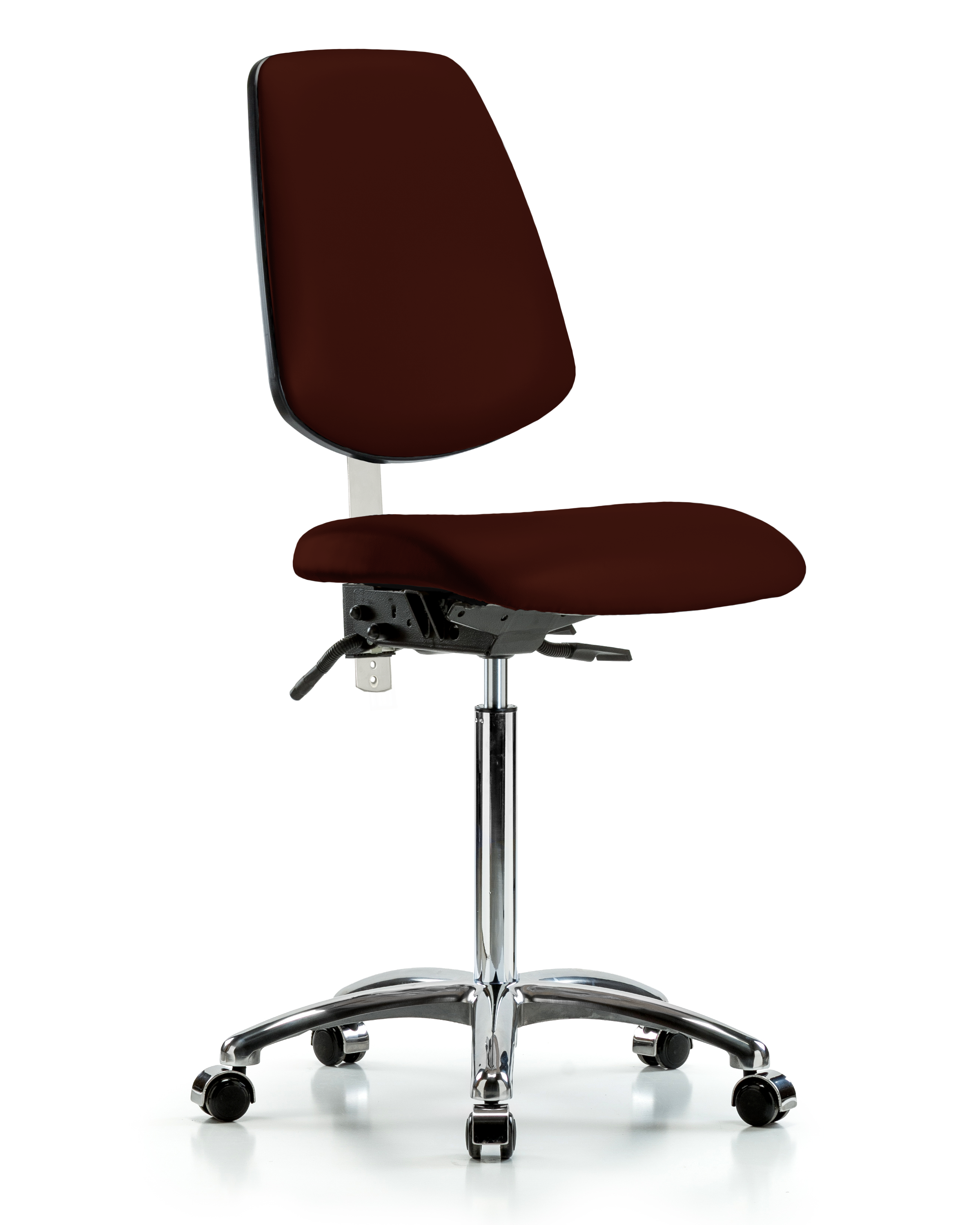 Class 100 Vinyl Clean Room Chair - Medium Bench Height with Medium Back & Casters in Dove Trailblazer Vinyl
