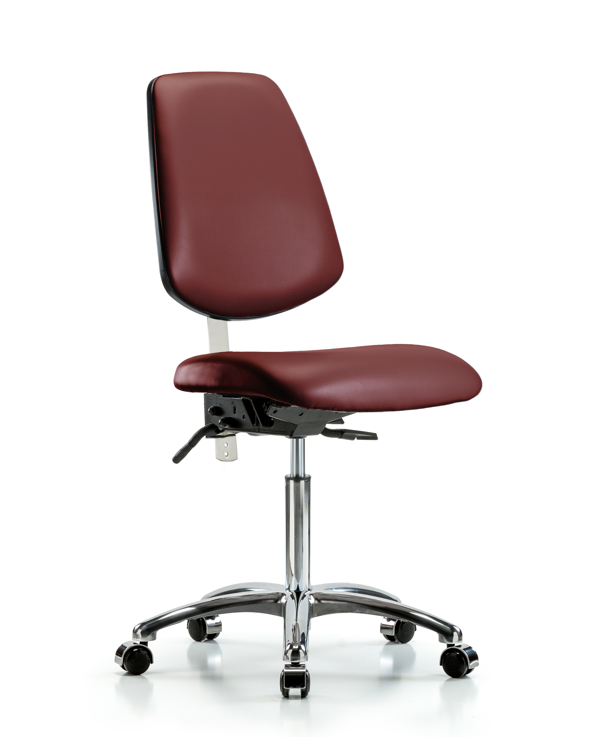 Class 100 Vinyl Clean Room Chair - Medium Bench Height with Medium Back & Casters in Borscht Supernova Vinyl