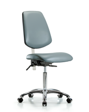 Class 100 Vinyl Clean Room Chair - Medium Bench Height with Medium Back & Casters in Storm Supernova Vinyl