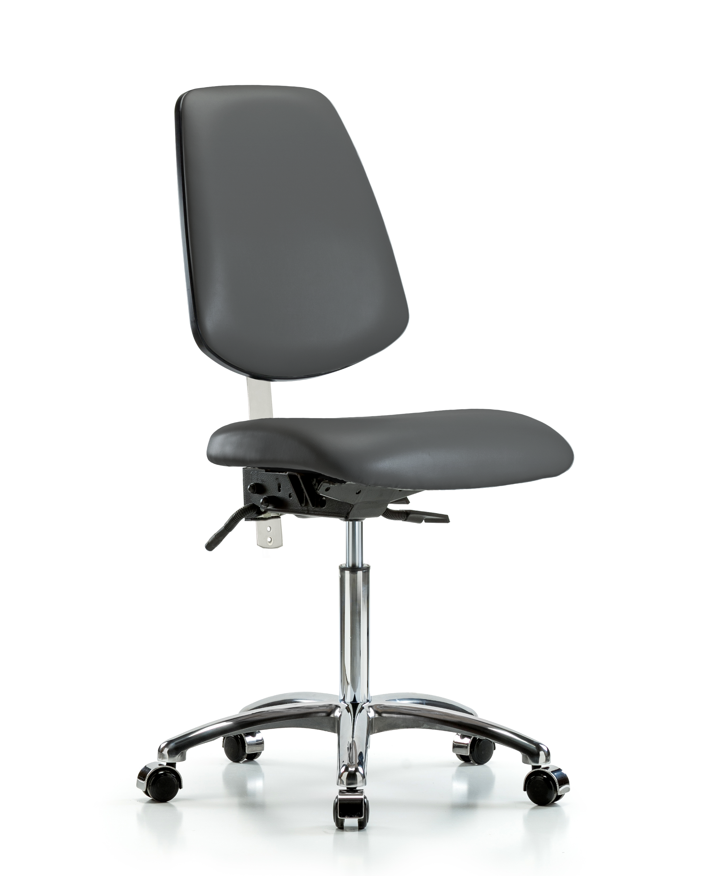Class 100 Vinyl Clean Room Chair - Medium Bench Height with Medium Back & Casters in Storm Supernova Vinyl