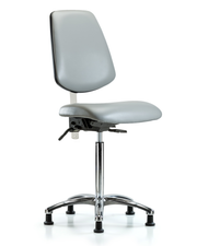 Class 100 Vinyl Clean Room Chair - Medium Bench Height with Medium Back & Stationary Glides in Dove Trailblazer Vinyl