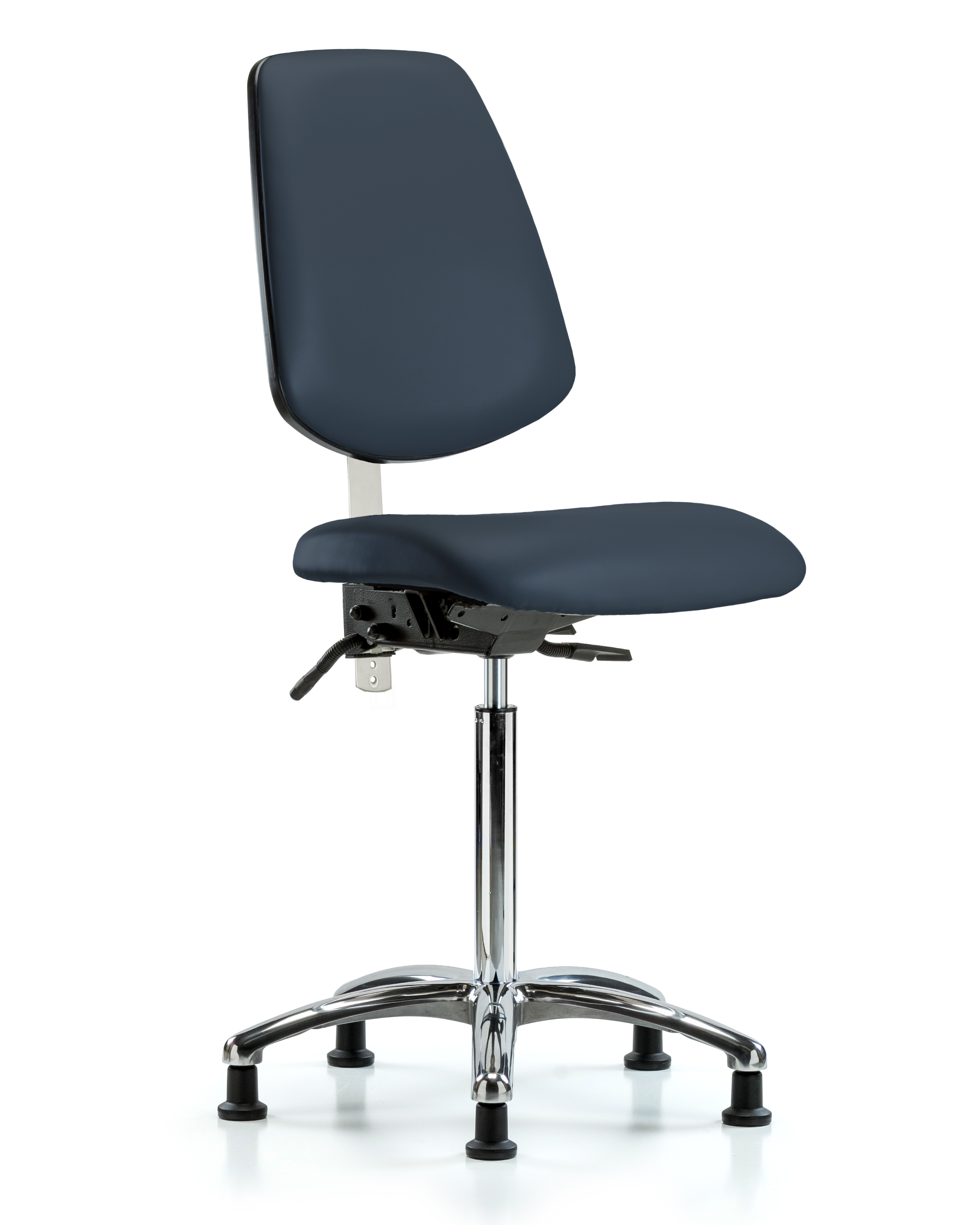 Class 100 Vinyl Clean Room Chair - Medium Bench Height with Medium Back & Stationary Glides in Taupe Trailblazer Vinyl