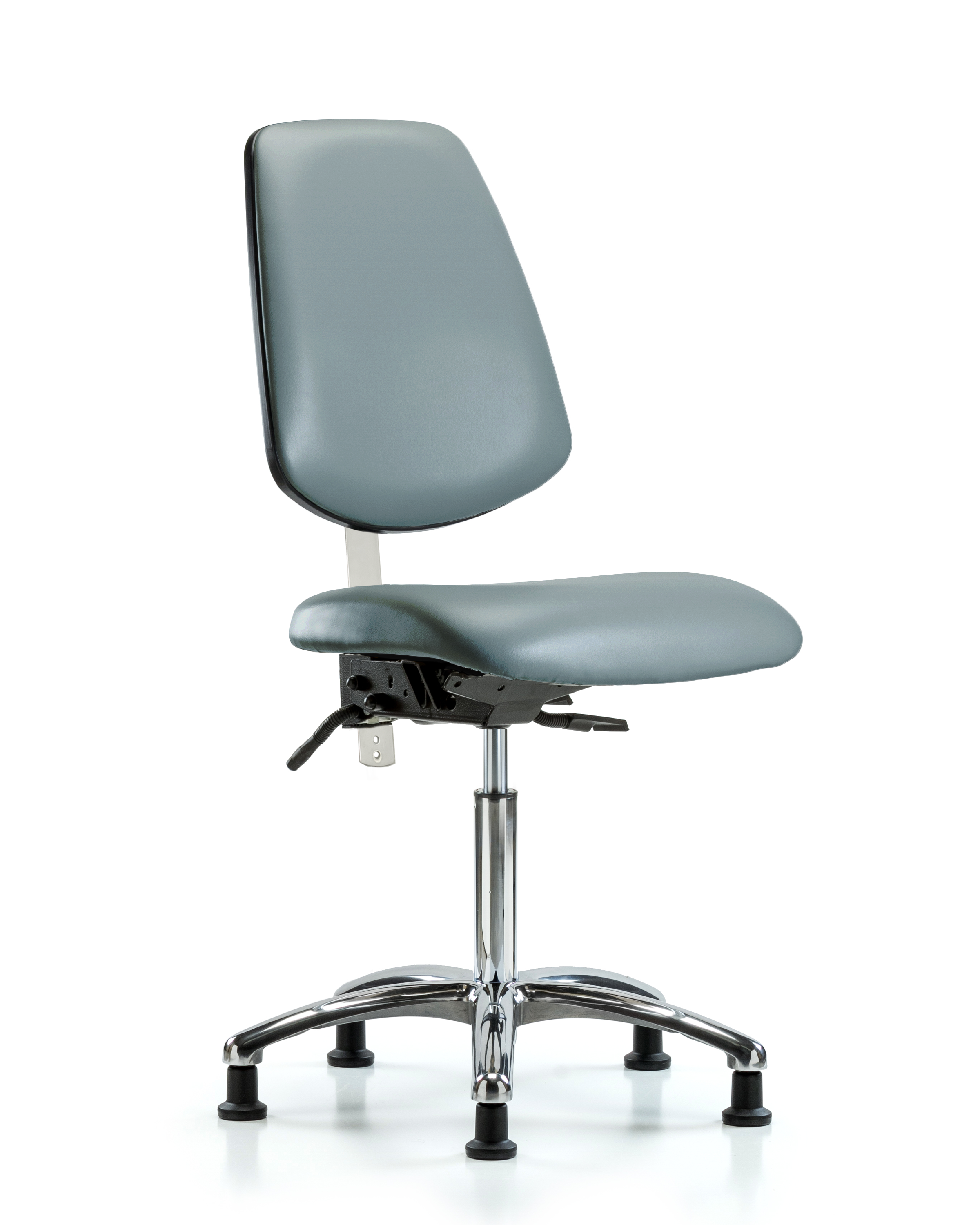 Class 100 Vinyl Clean Room Chair - Medium Bench Height with Medium Back & Stationary Glides in Storm Supernova Vinyl