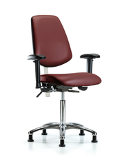 Class 100 Vinyl Clean Room Chair - Medium Bench Height with Medium Back, Adjustable Arms, & Stationary Glides in Borscht Supernova Vinyl
