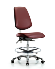 Class 100 Vinyl Clean Room Chair - Medium Bench Height with Medium Back, Seat Tilt, Chrome Foot Ring, & Casters in Borscht Supernova Vinyl