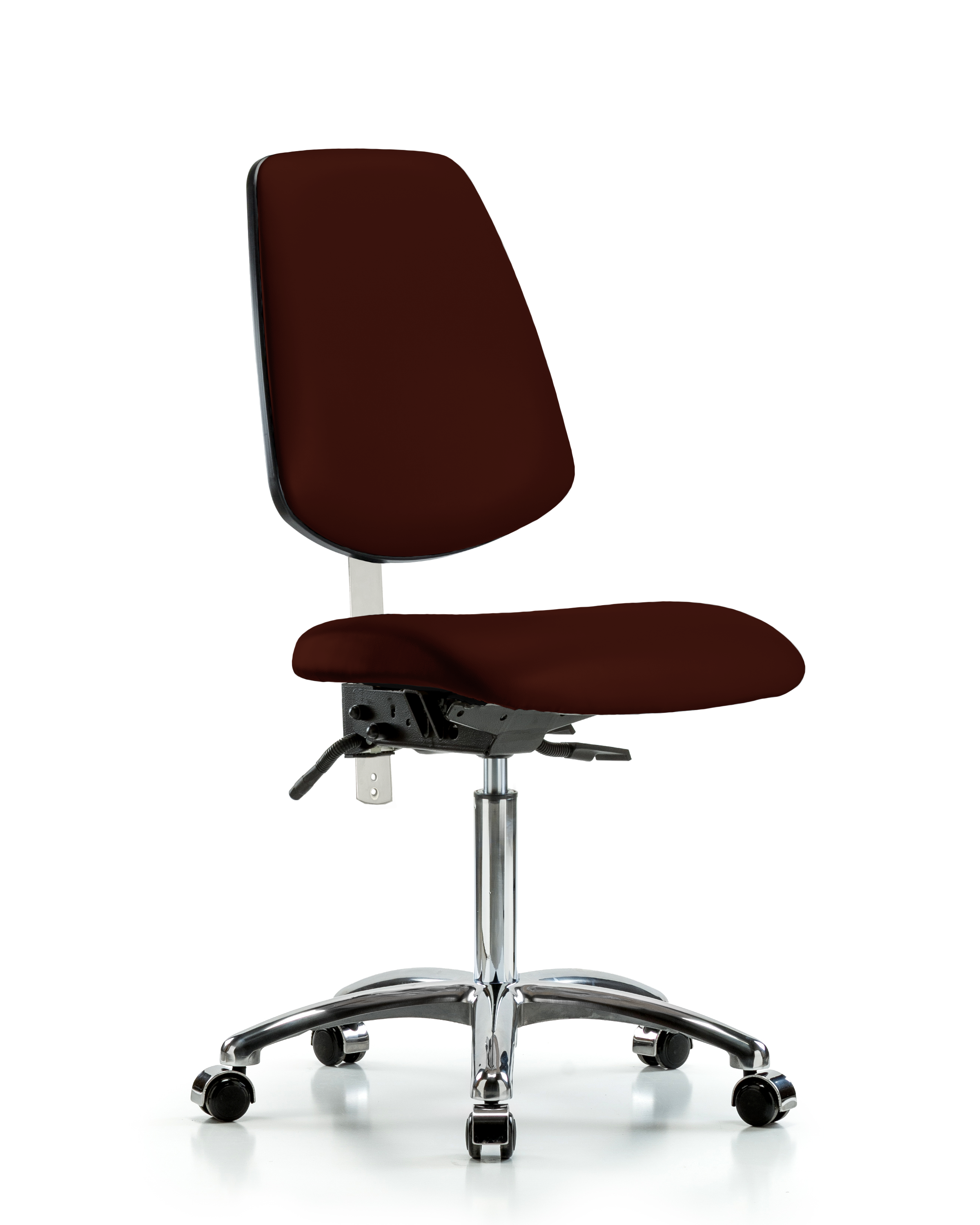Class 100 Vinyl Clean Room Chair - Medium Bench Height with Medium Back, Seat Tilt, & Casters in Dove Trailblazer Vinyl