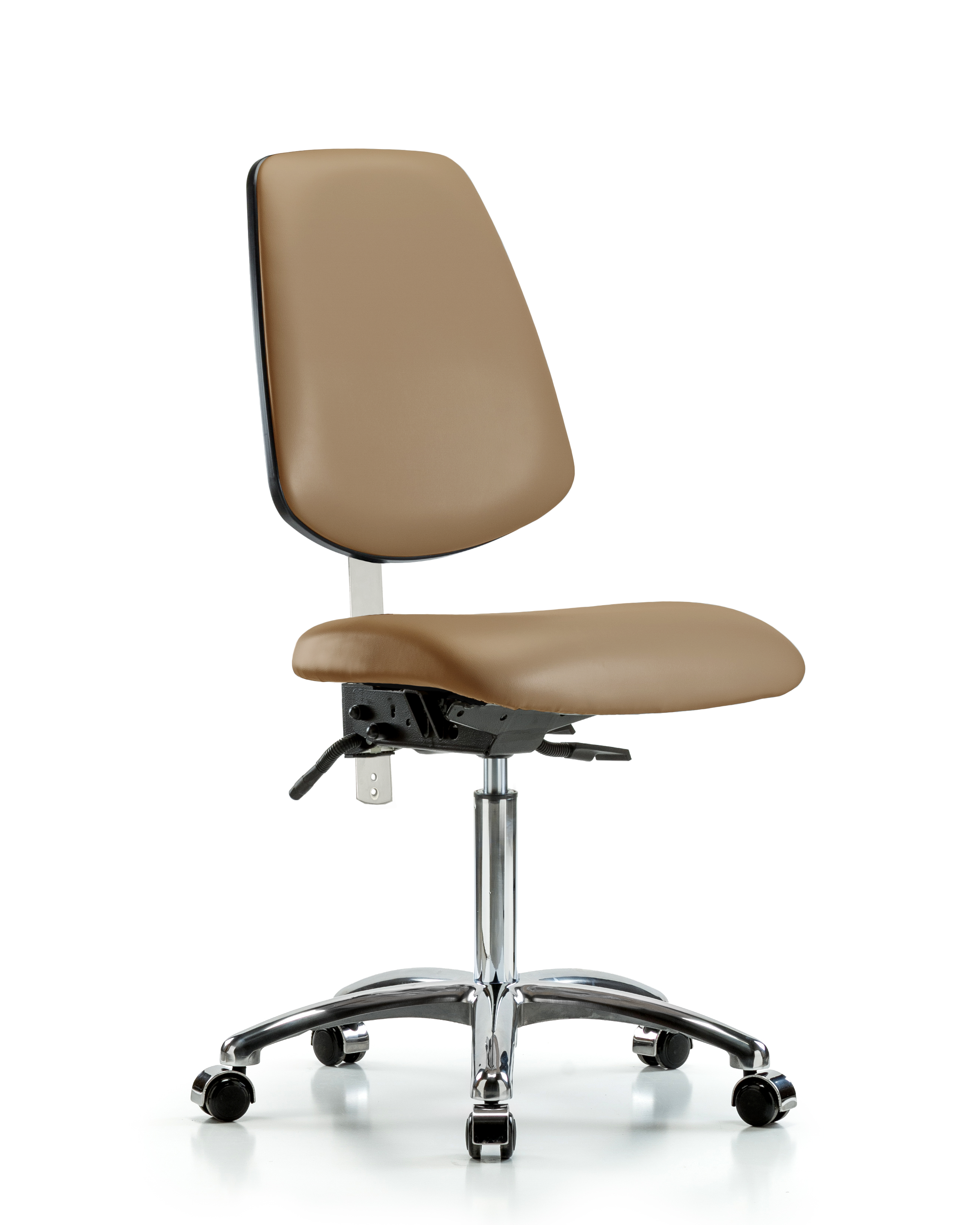 Class 100 Vinyl Clean Room Chair - Medium Bench Height with Medium Back, Seat Tilt, & Casters in Imperial Blue Trailblazer Vinyl