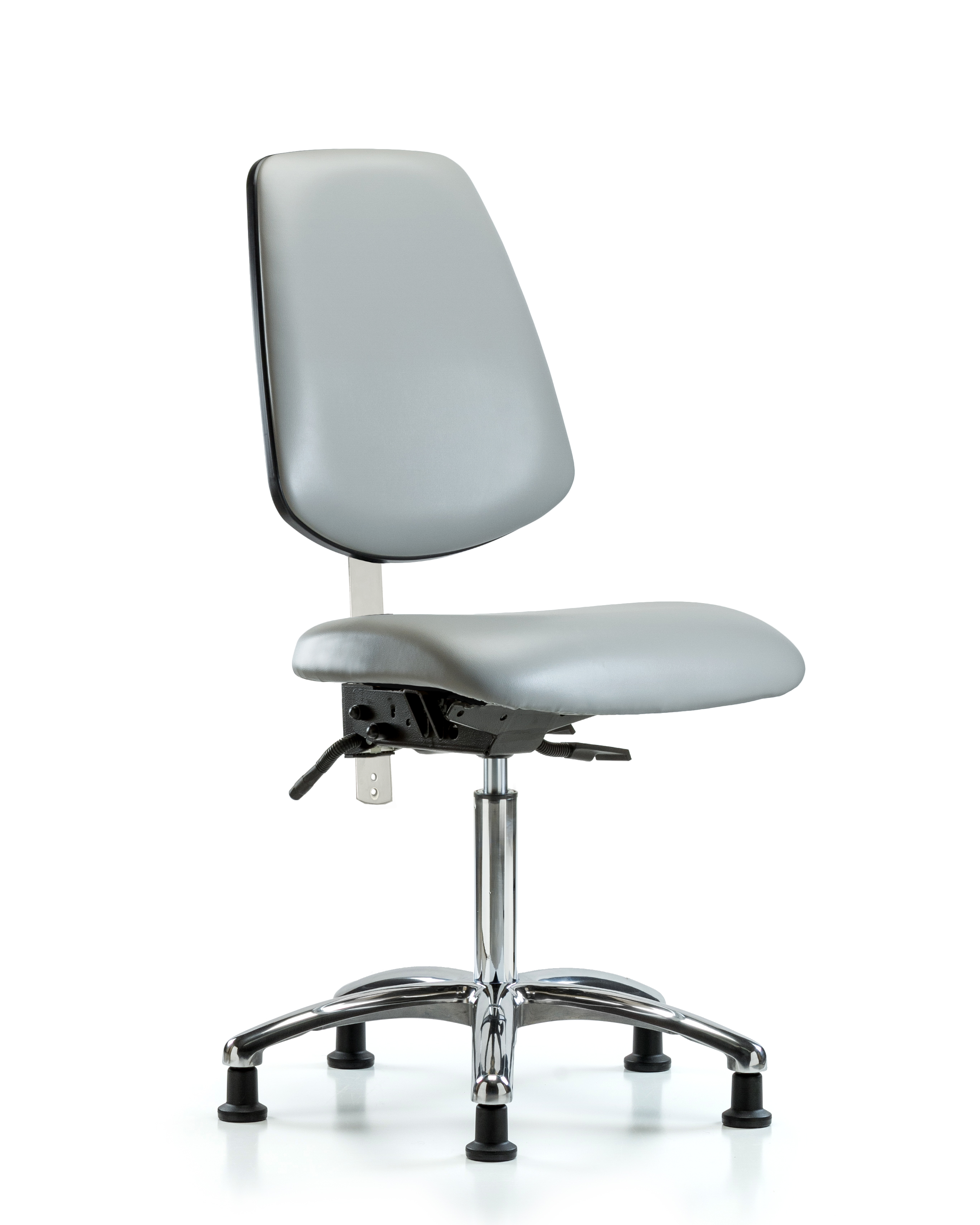 Class 100 Vinyl Clean Room Chair - Medium Bench Height with Medium Back, Seat Tilt, & Stationary Glides in Dove Trailblazer Vinyl