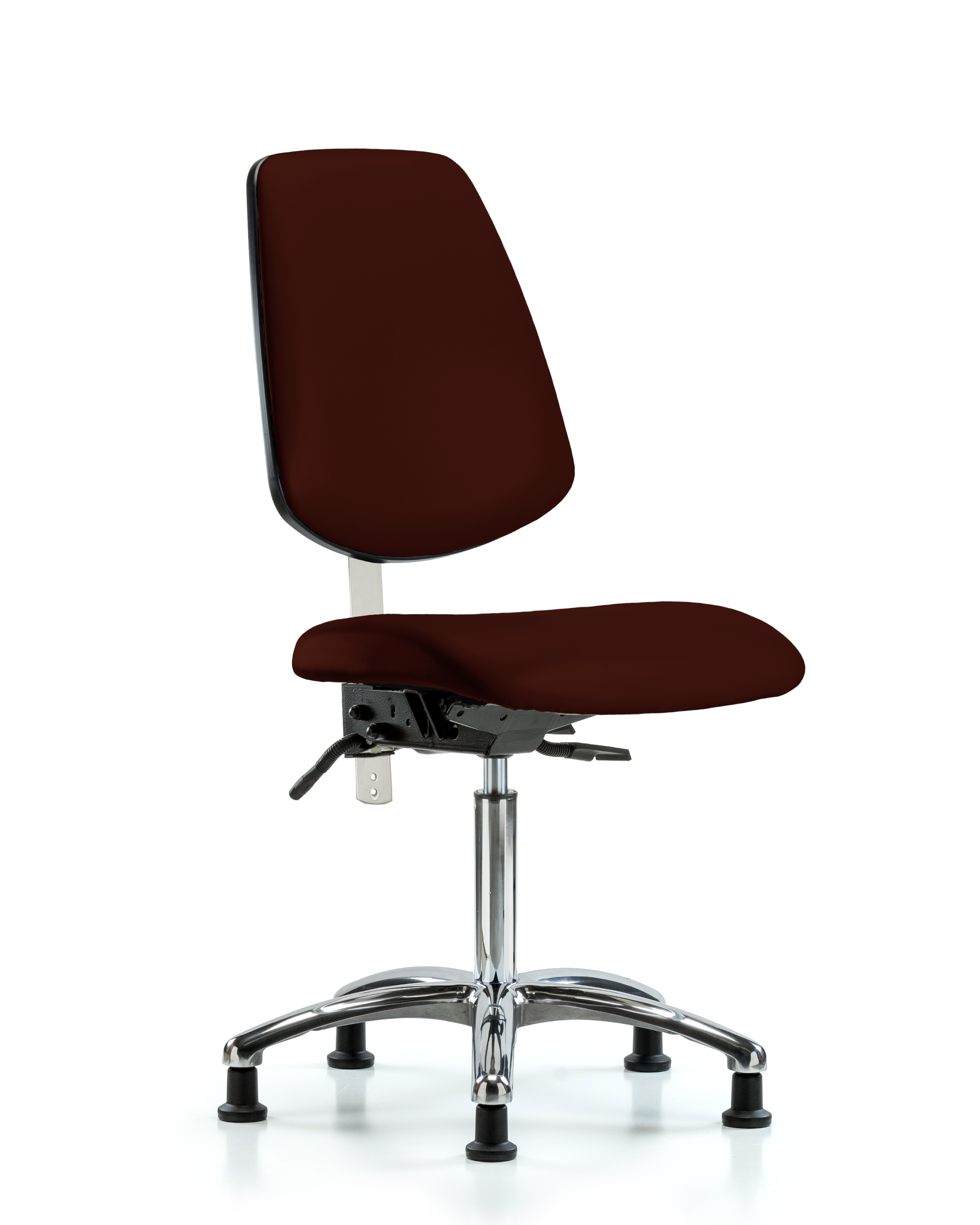 Class 100 Vinyl Clean Room Chair - Medium Bench Height with Medium Back, Seat Tilt, & Stationary Glides in Dove Trailblazer Vinyl