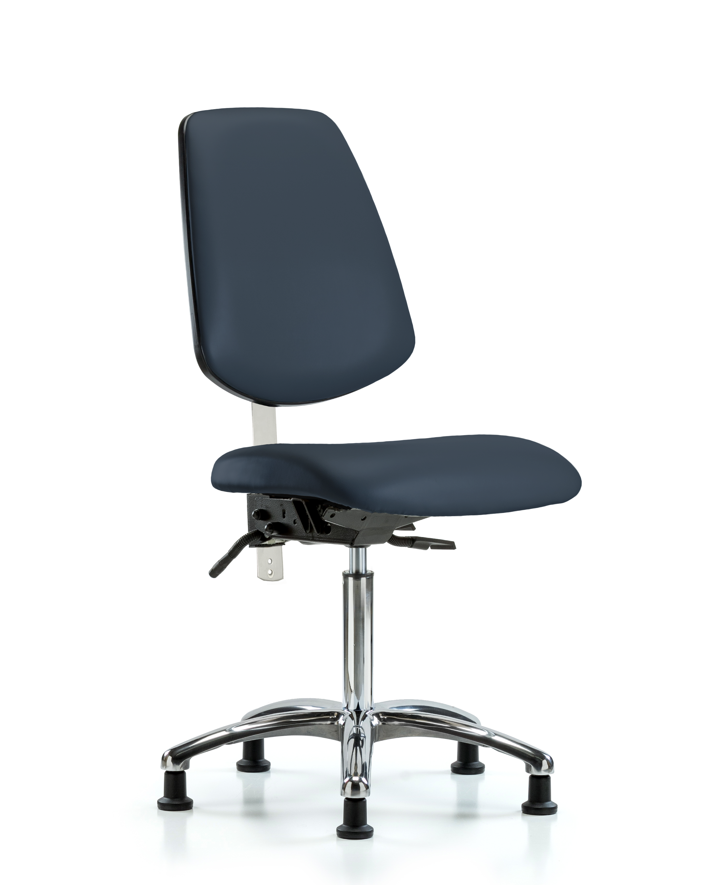 Class 100 Vinyl Clean Room Chair - Medium Bench Height with Medium Back, Seat Tilt, & Stationary Glides in Taupe Trailblazer Vinyl