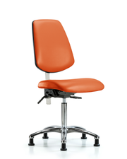 Class 100 Vinyl Clean Room Chair - Medium Bench Height with Medium Back, Seat Tilt, & Stationary Glides in Orange Kist Trailblazer Vinyl