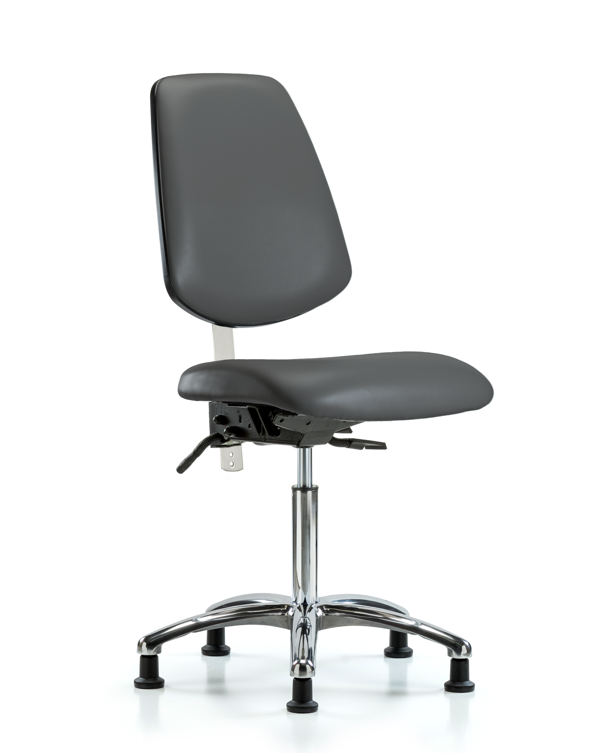 Class 100 Vinyl Clean Room Chair - Medium Bench Height with Medium Back, Seat Tilt, & Stationary Glides in Storm Supernova Vinyl