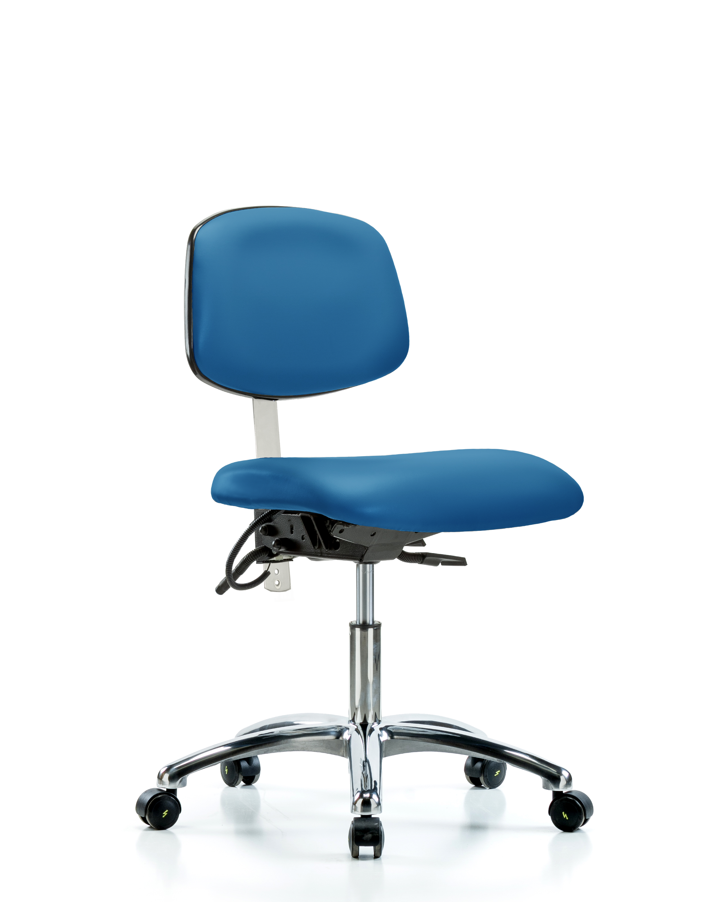 Class 100 Vinyl Clean Room/ESD Chair - Desk Height with ESD Casters in Blue ESD Vinyl