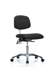 Class 100 Vinyl Clean Room/ESD Chair - Desk Height with Seat Tilt & ESD Casters in Black ESD Vinyl