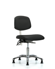 Class 100 Vinyl Clean Room/ESD Chair - Desk Height with Seat Tilt & ESD Stationary Glides in Black ESD Vinyl