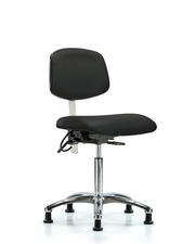 Class 100 Vinyl Clean Room/ESD Chair - Medium Bench Height with ESD Stationary Glides in Black ESD Vinyl