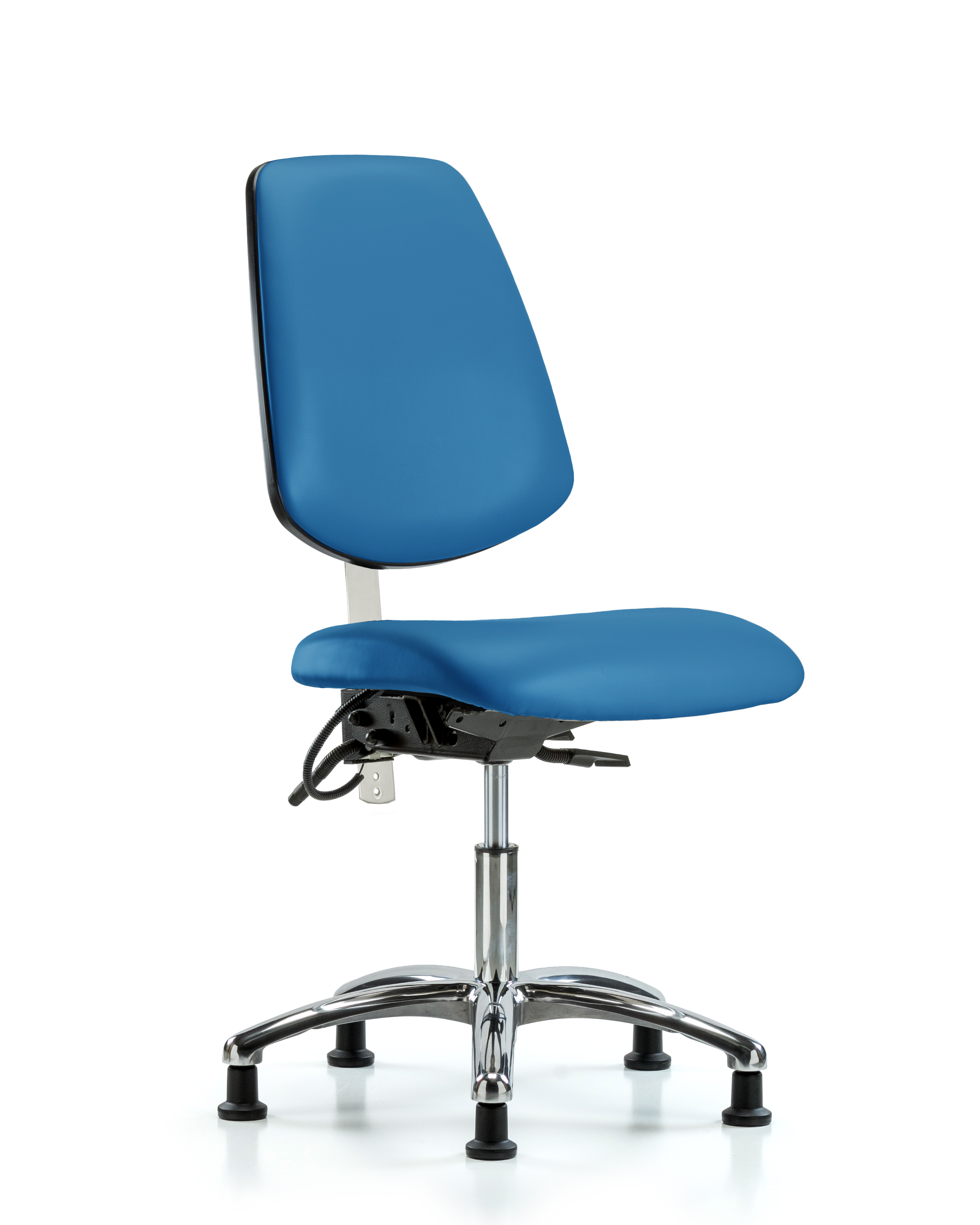 Class 100 Vinyl Clean Room/ESD Chair - Desk Height with Medium Back, Seat Tilt, & ESD Stationary Glides in Black ESD Vinyl