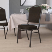 HERCULES Series Crown Back Stacking Banquet Chair in Brown Patterned Fabric - Gold Vein Frame