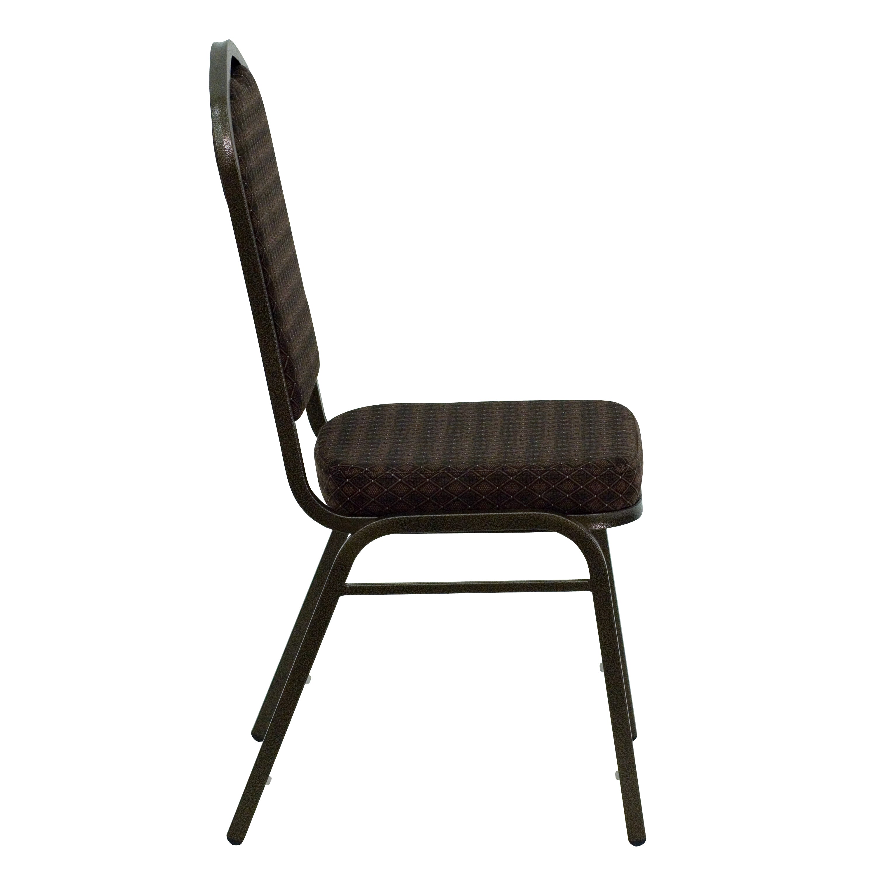 HERCULES Series Crown Back Stacking Banquet Chair in Brown Patterned Fabric - Gold Vein Frame