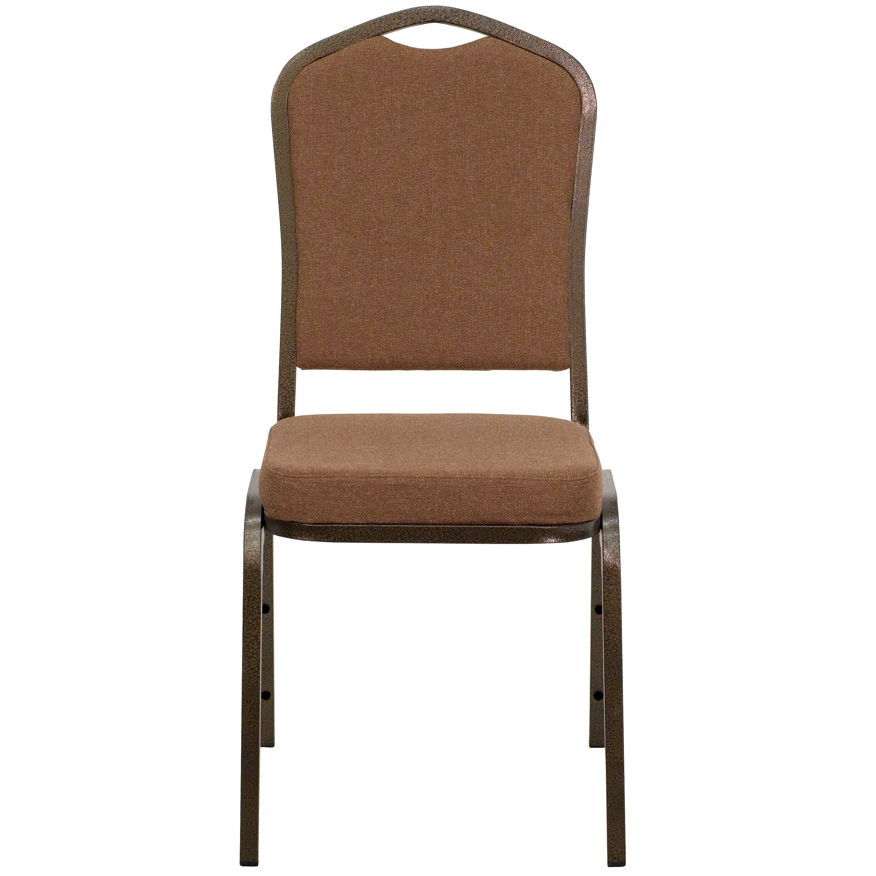 HERCULES Series Crown Back Stacking Banquet Chair in Coffee Fabric - Gold Vein Frame