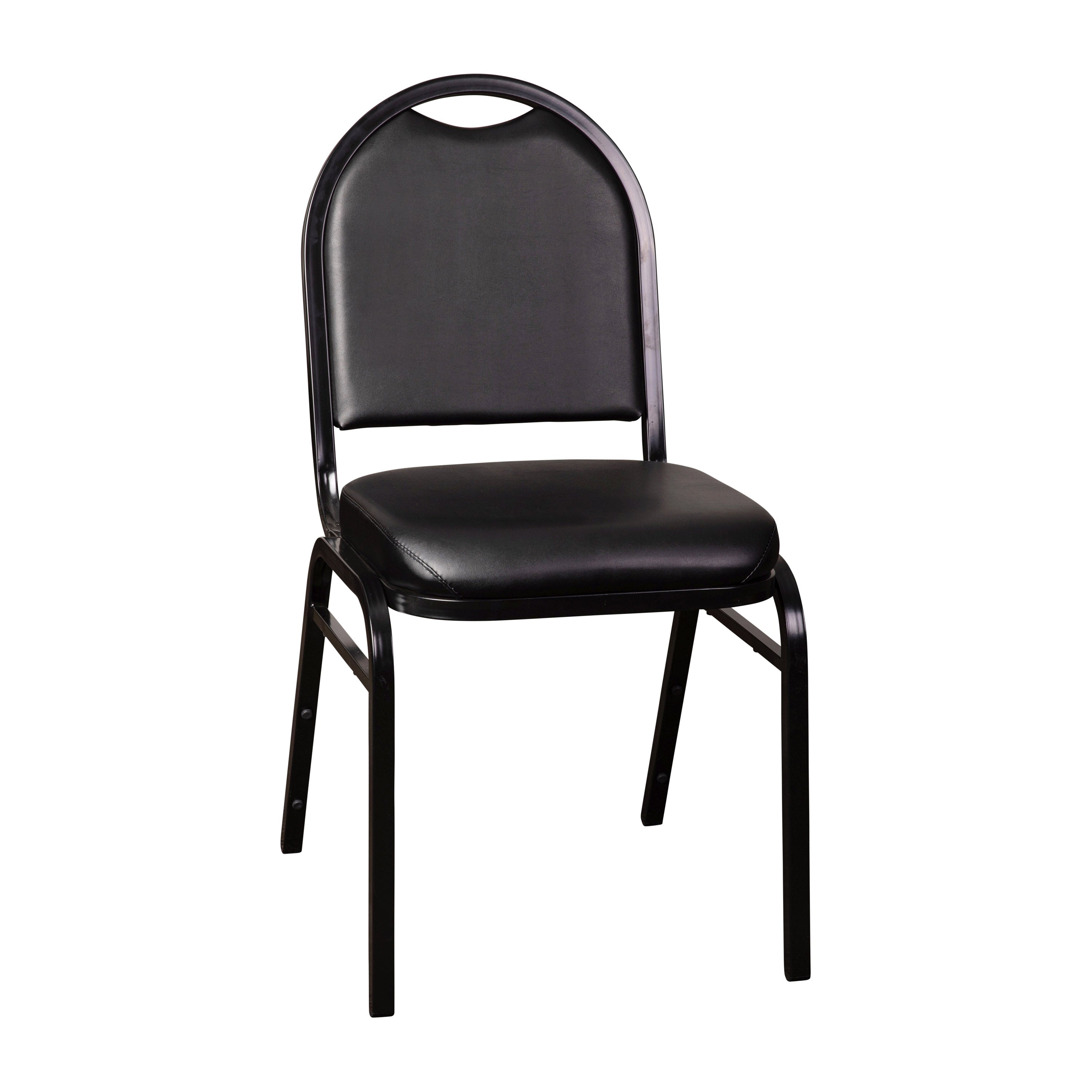 HERCULES Series Commercial Grade 500 LB. Capacity Dome Back Stacking Banquet Chair in Black Vinyl with Black Metal Frame