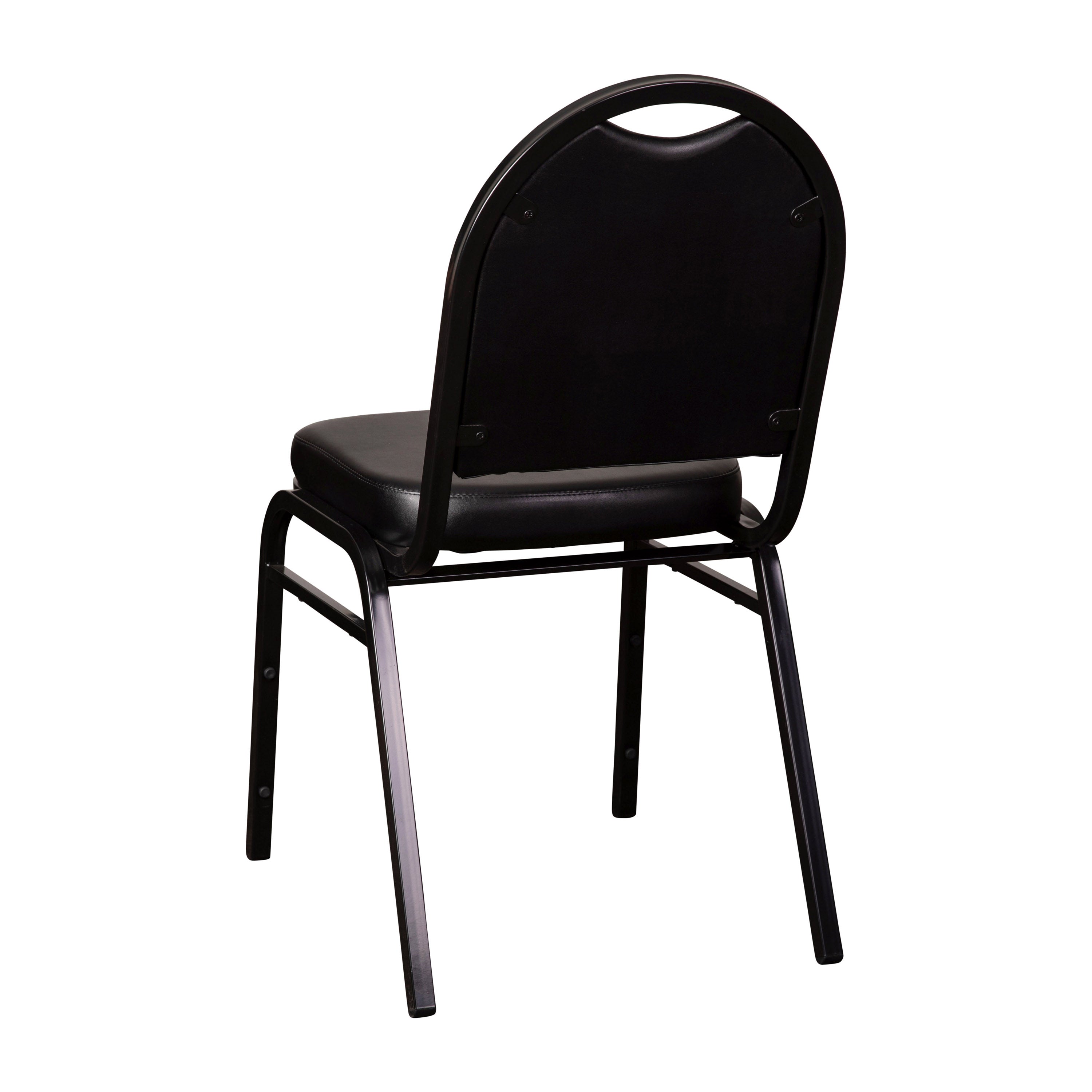 HERCULES Series Commercial Grade 500 LB. Capacity Dome Back Stacking Banquet Chair in Black Vinyl with Black Metal Frame