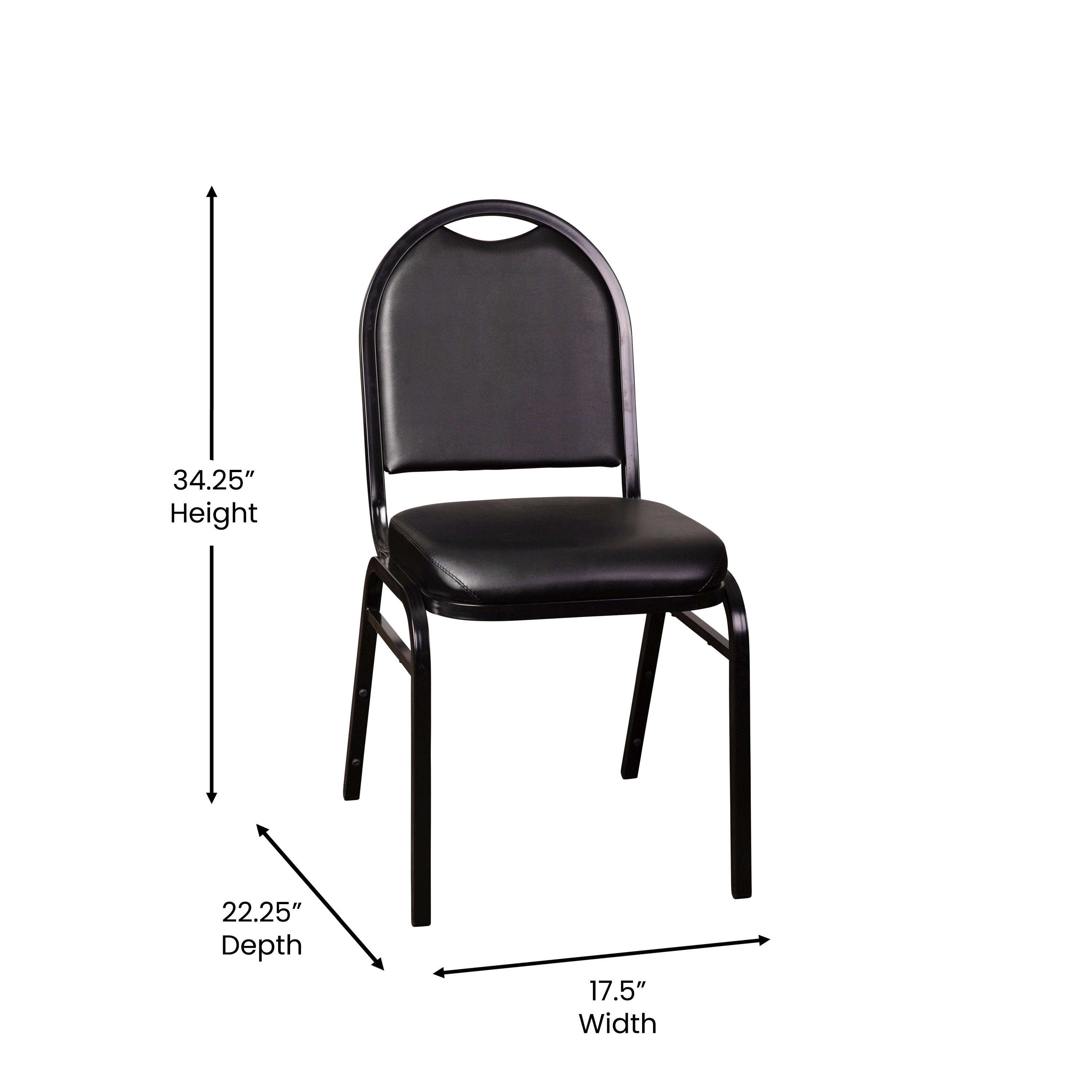 HERCULES Series Commercial Grade 500 LB. Capacity Dome Back Stacking Banquet Chair in Black Vinyl with Black Metal Frame