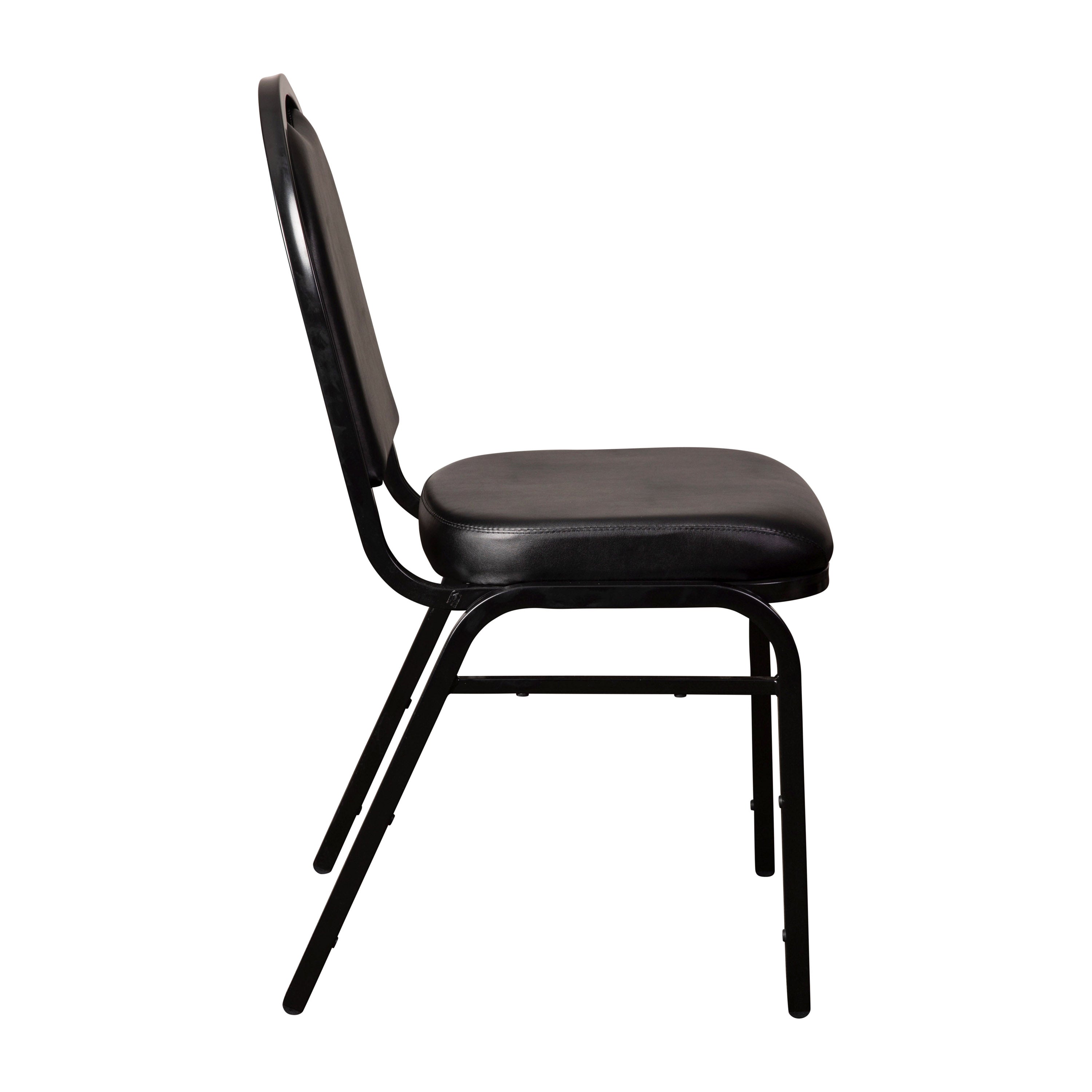 HERCULES Series Commercial Grade 500 LB. Capacity Dome Back Stacking Banquet Chair in Black Vinyl with Black Metal Frame